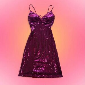 MASQUERADE HOT PINK SEQUIN MINI DRESS